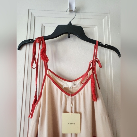 Anthropologie Boho A line Fringe Dress Colorblock Midi Sz Small A'REVE NWT - Picture 5 of 7